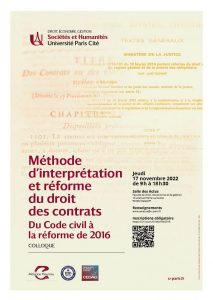 [Colloque] Méthode d’interprétation et réforme du droit des contrats : du Code civil à la réforme de 2016 @ Salle du Congrès