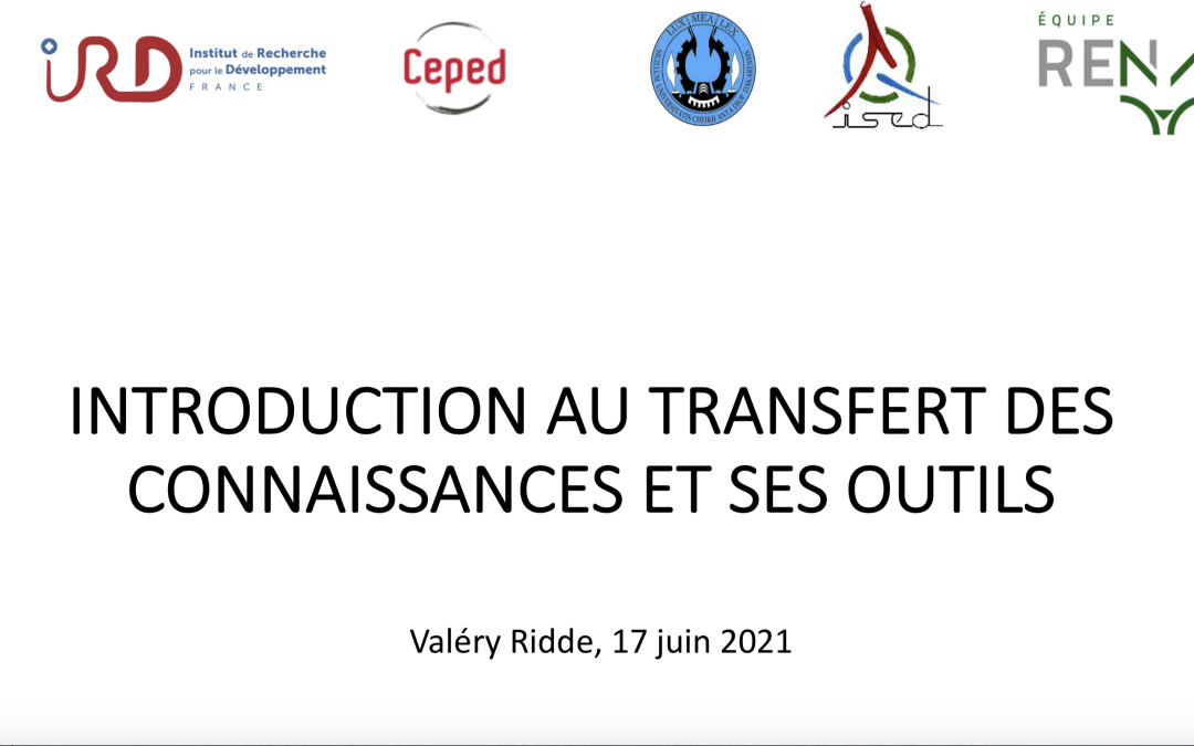 Webinaire AUF-IRD : Transfert de connaissances & Policy brief