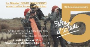 Projection des films de fin d’études des diplômé(e)s 2021 du DEMC @ 12 Place Jean Jaurès, 93100 Montreuil
