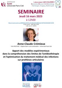 Visioconférence - Anne-Claude Crémieux (FHU PROTHEE - Hôpital Saint-Louis Lariboisière - Université Paris Cité) @ UFR d'Odontologie - Site Montrouge