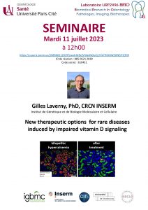 Conférence - Gilles Laverny, PhD, CRCN INSERM Institut de Génétique et de Biologie Moléculaire et Cellulaire @ UFR d'Odontologie - Site Montrouge