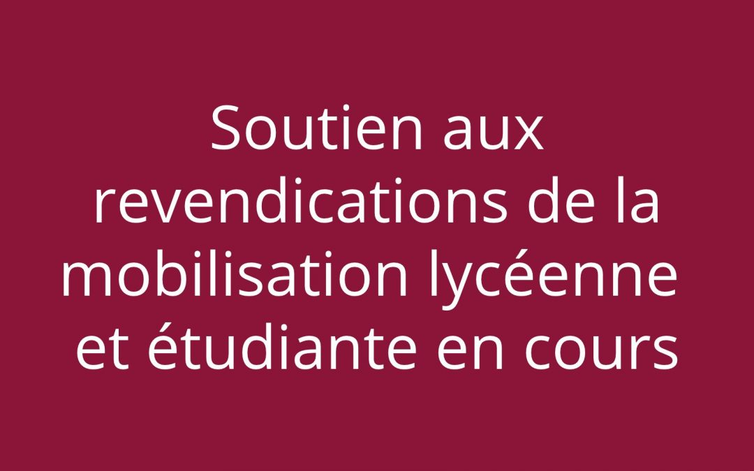 La Faculté Sociétés & Humanités exprime son soutien aux revendications de la mobilisation lycéenne et étudiante en cours