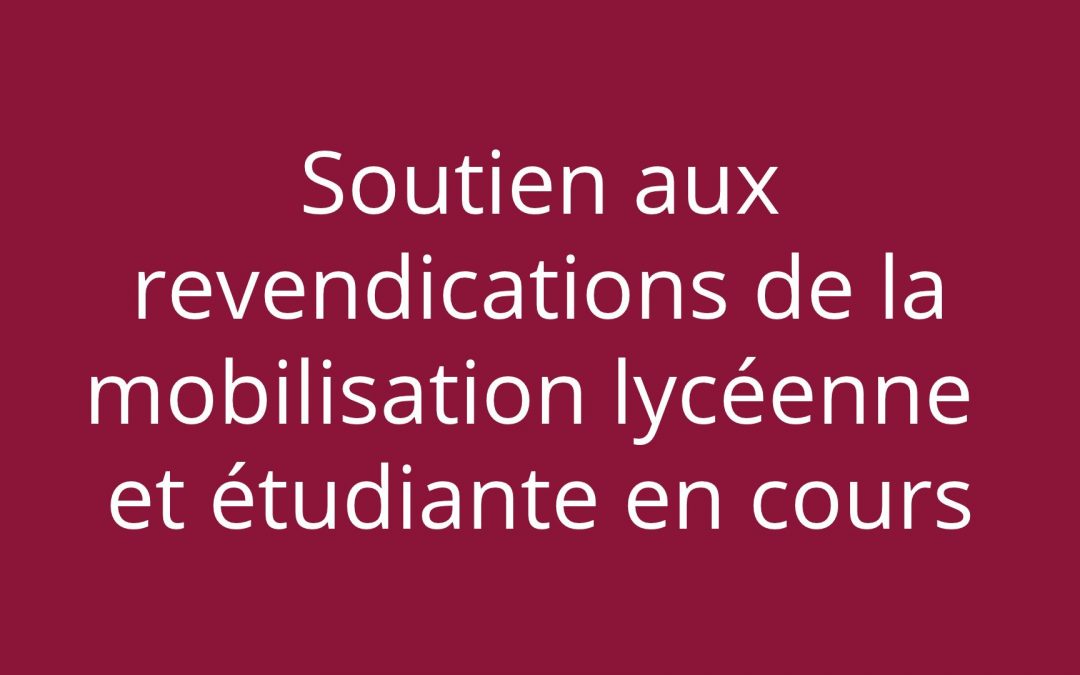 La Faculté Sociétés & Humanités exprime son soutien aux revendications de la mobilisation lycéenne et étudiante en cours